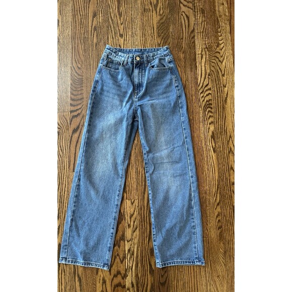 Cider High Rise Straight Leg Medium Wash Cotton Jeans Denim Size XXS 90s Style - Picture 1 of 9